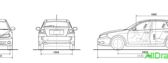 Subaru Impreza Sedan (2007) (Субару Импреза Седан (2007)) - чертежи (рисунки) автомобиля